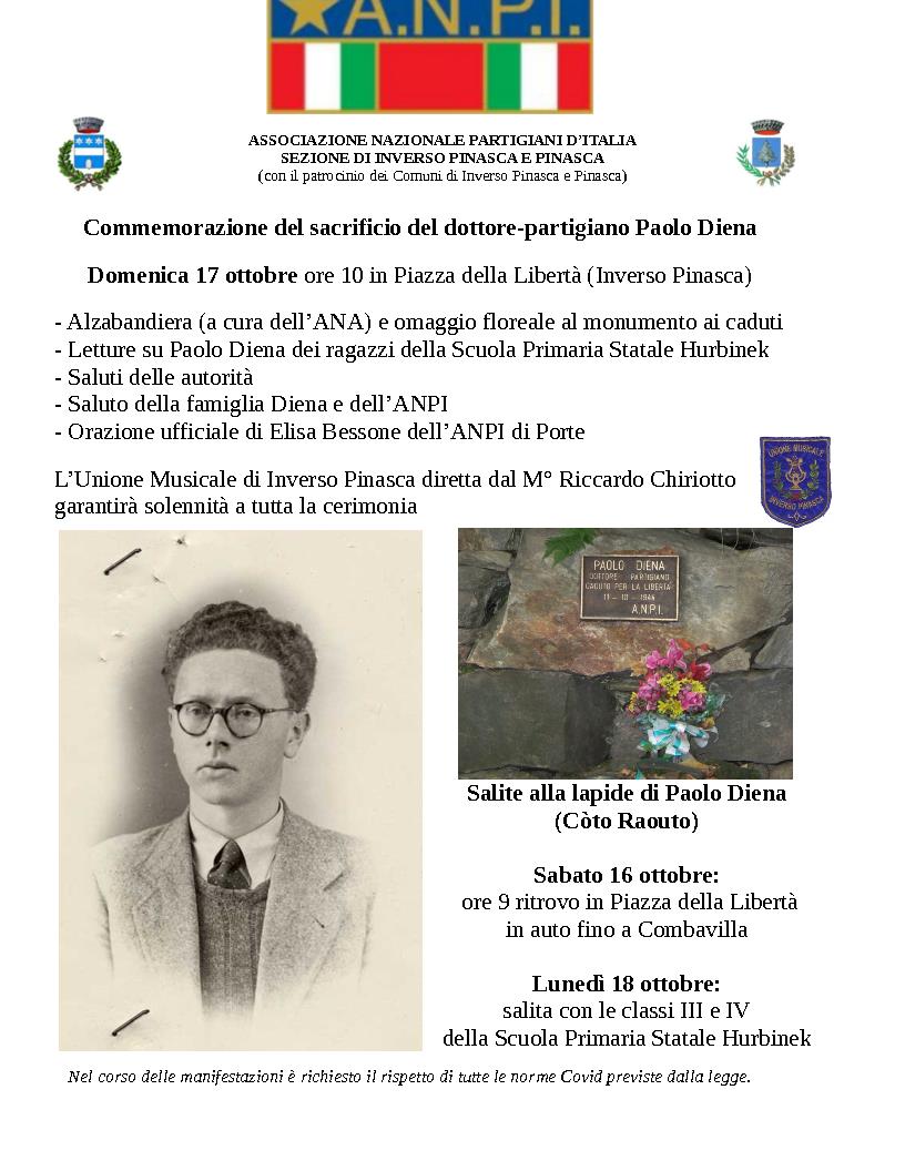 COMMEMORAZIONE DEL SACRIFICIO DEL PARTIGIANO PAOLO DIENA